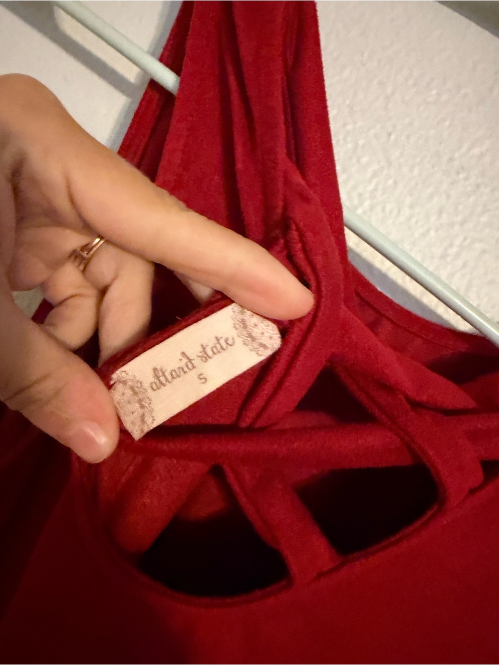 Altard State Red Faux Suede Swing Tank Mini Dress Boho Tiered Skater Womens S - Picture 5 of 5